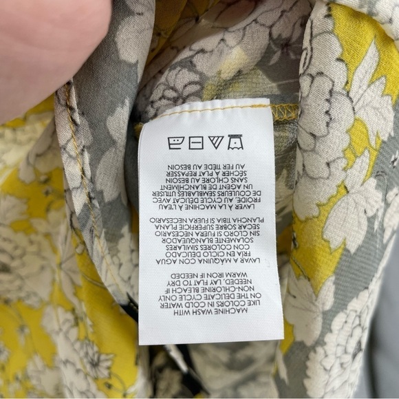 CABI 5713 Floral Print Gather Blouse Semi Sheer in Yellow Sz S - Picture 4 of 7